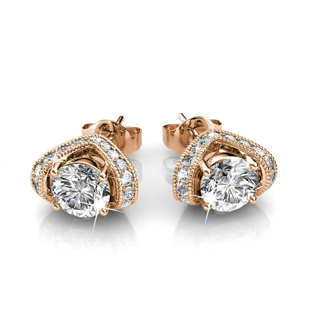Astrid 18k White Gold Plated Stud Earrings with Swarovski Crystal — Final Sale - Image 15