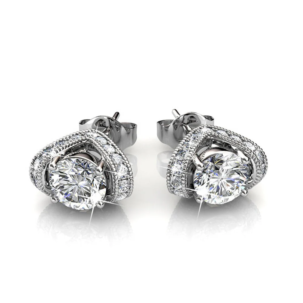 Astrid 18k White Gold Plated Stud Earrings with Swarovski Crystal — Final Sale - Image 7