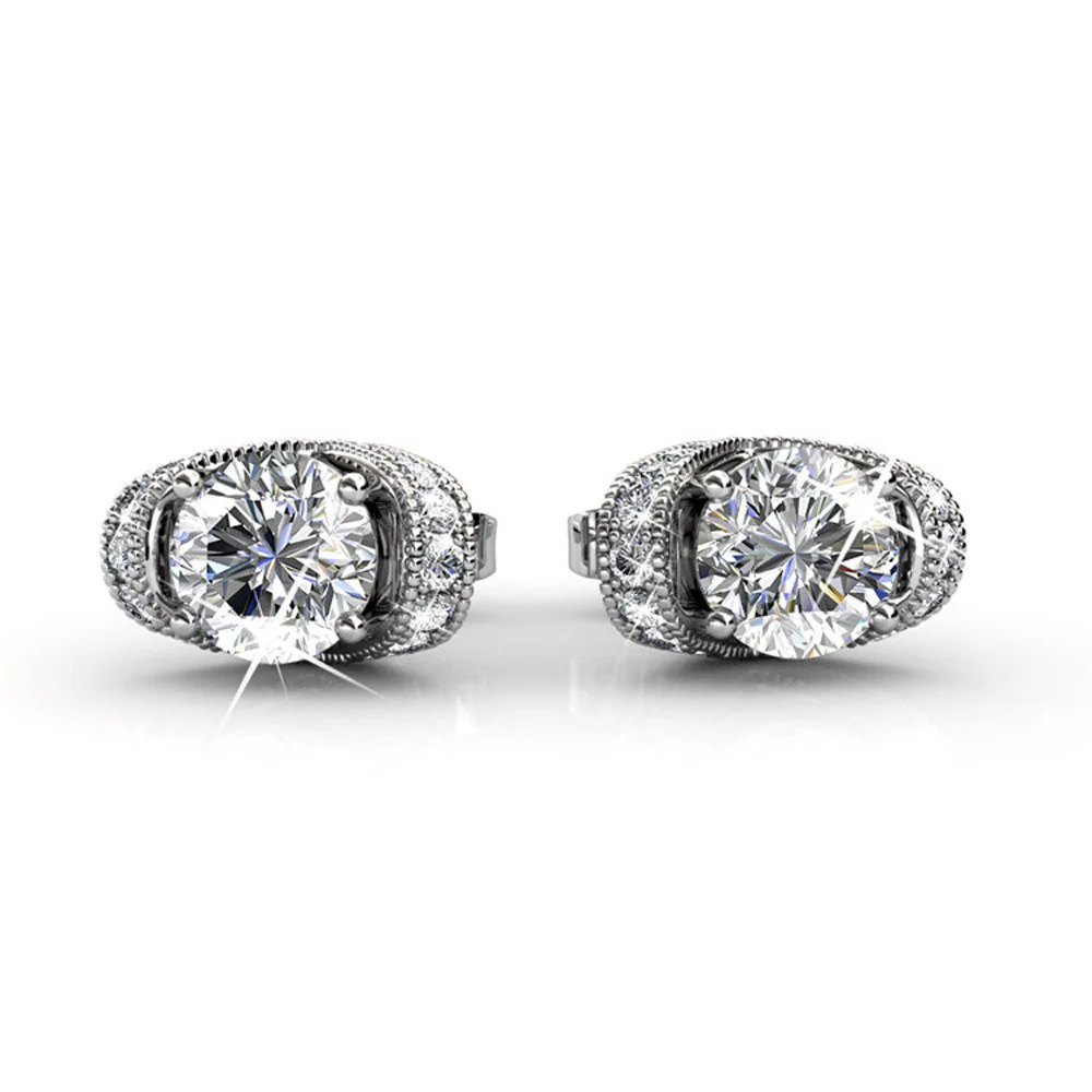 Astrid 18k White Gold Plated Stud Earrings with Swarovski Crystal — Final Sale - Image 8