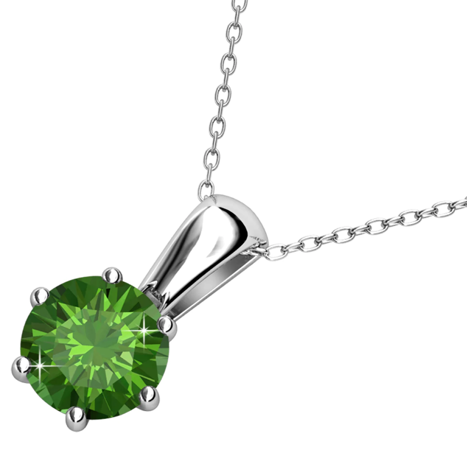 August Birthstone Peridot Necklace 18k White Gold Plated Solitaire Necklace with 1CT Swarovski Crystal - Image 4