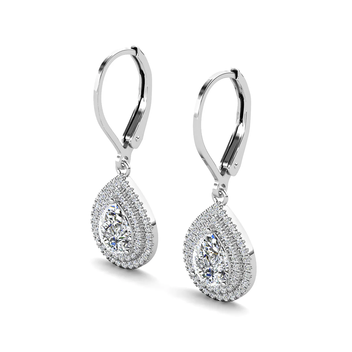 Aurelia 18k White Gold Plated Tear Drop Earrings with Simulated Diamond Crystals - Image 7