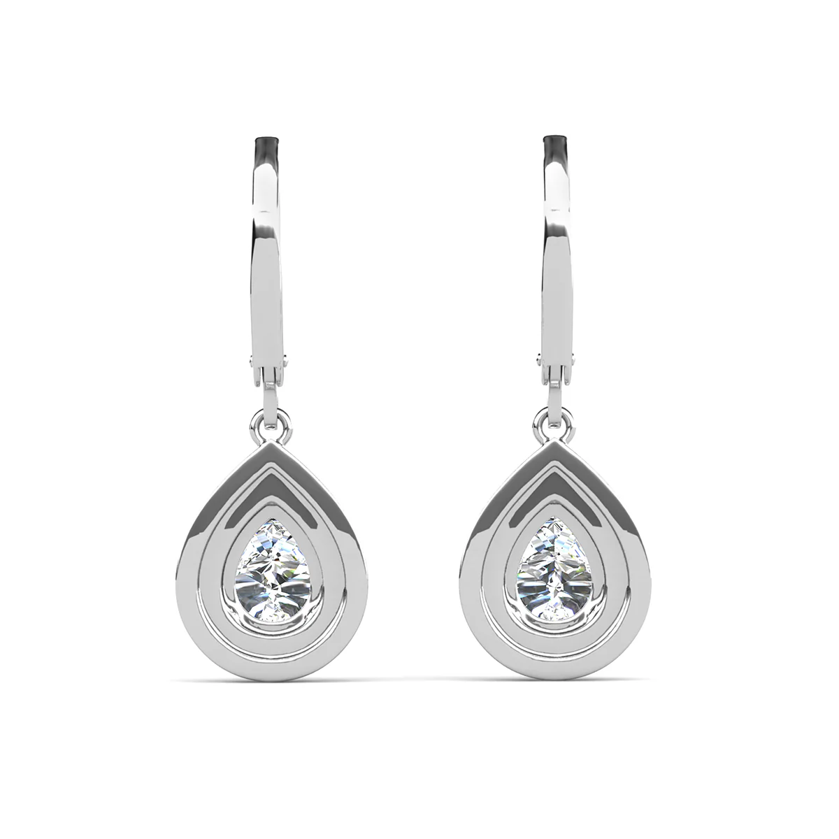 Aurelia 18k White Gold Plated Tear Drop Earrings with Simulated Diamond Crystals - Image 8