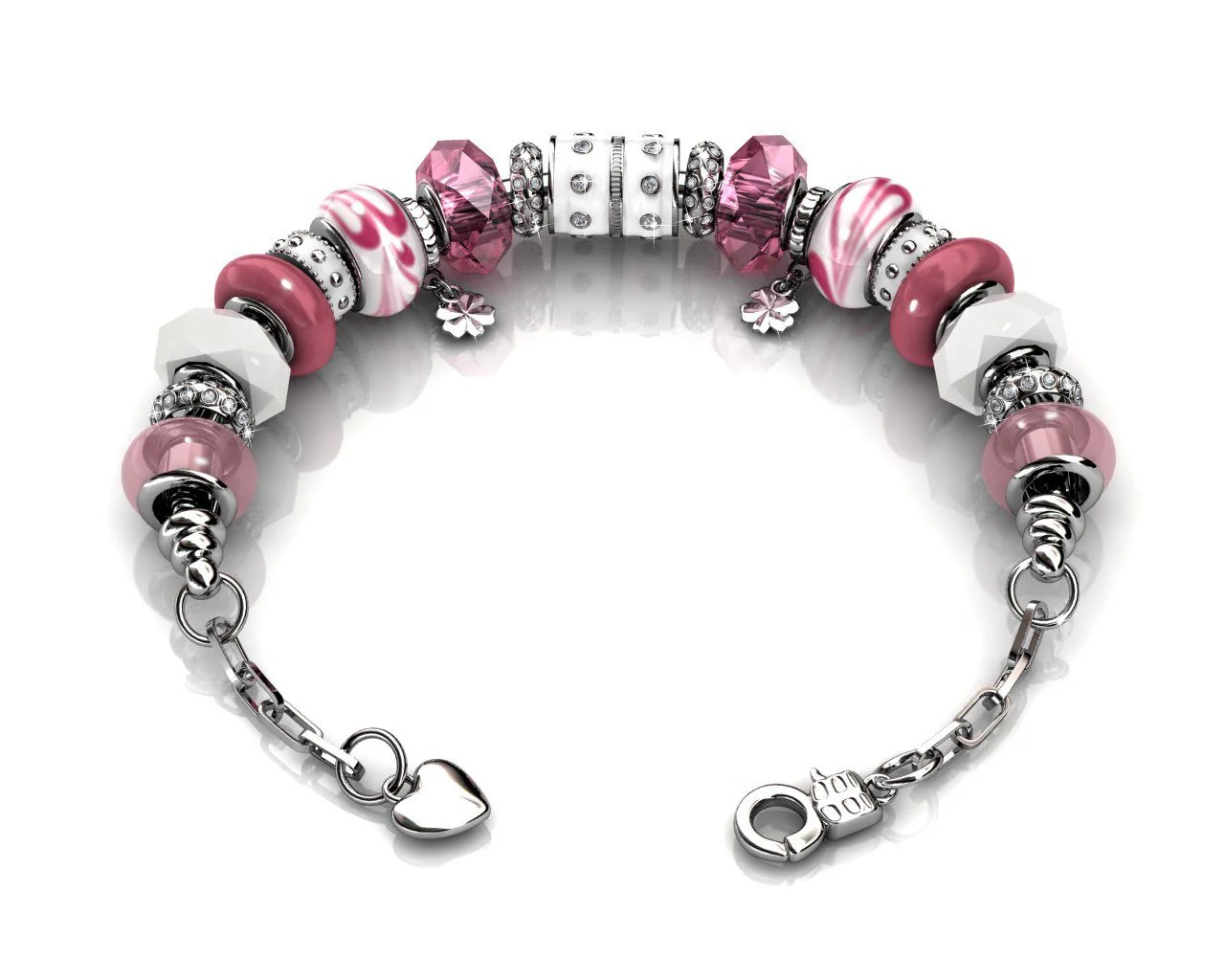 Aurora 18k White Gold Plated Beaded Bracelet with Swarovski Crystals - Image 12