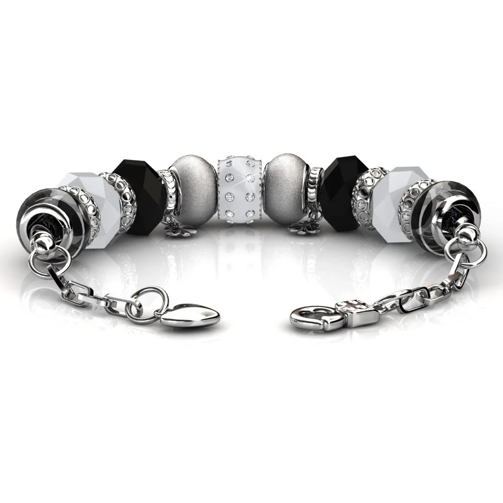 Aurora 18k White Gold Plated Beaded Bracelet with Swarovski Crystals - Image 8