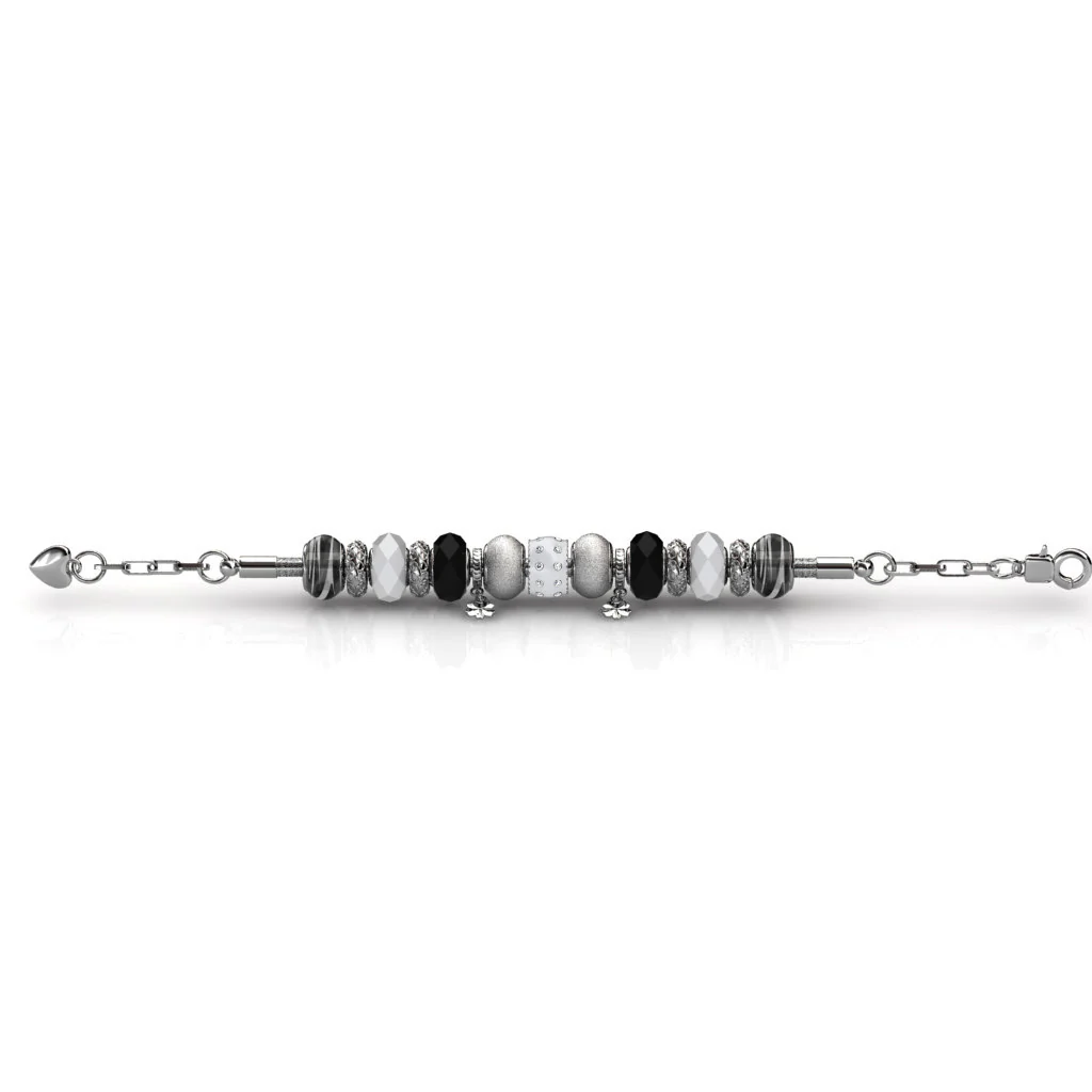 Aurora 18k White Gold Plated Beaded Bracelet with Swarovski Crystals - Image 9
