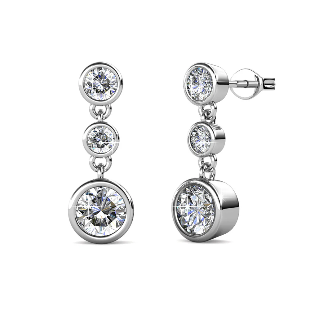 Bailey 18k White Gold Plated Dangle Stud Earrings with Swarovski Crystals — Final Sale