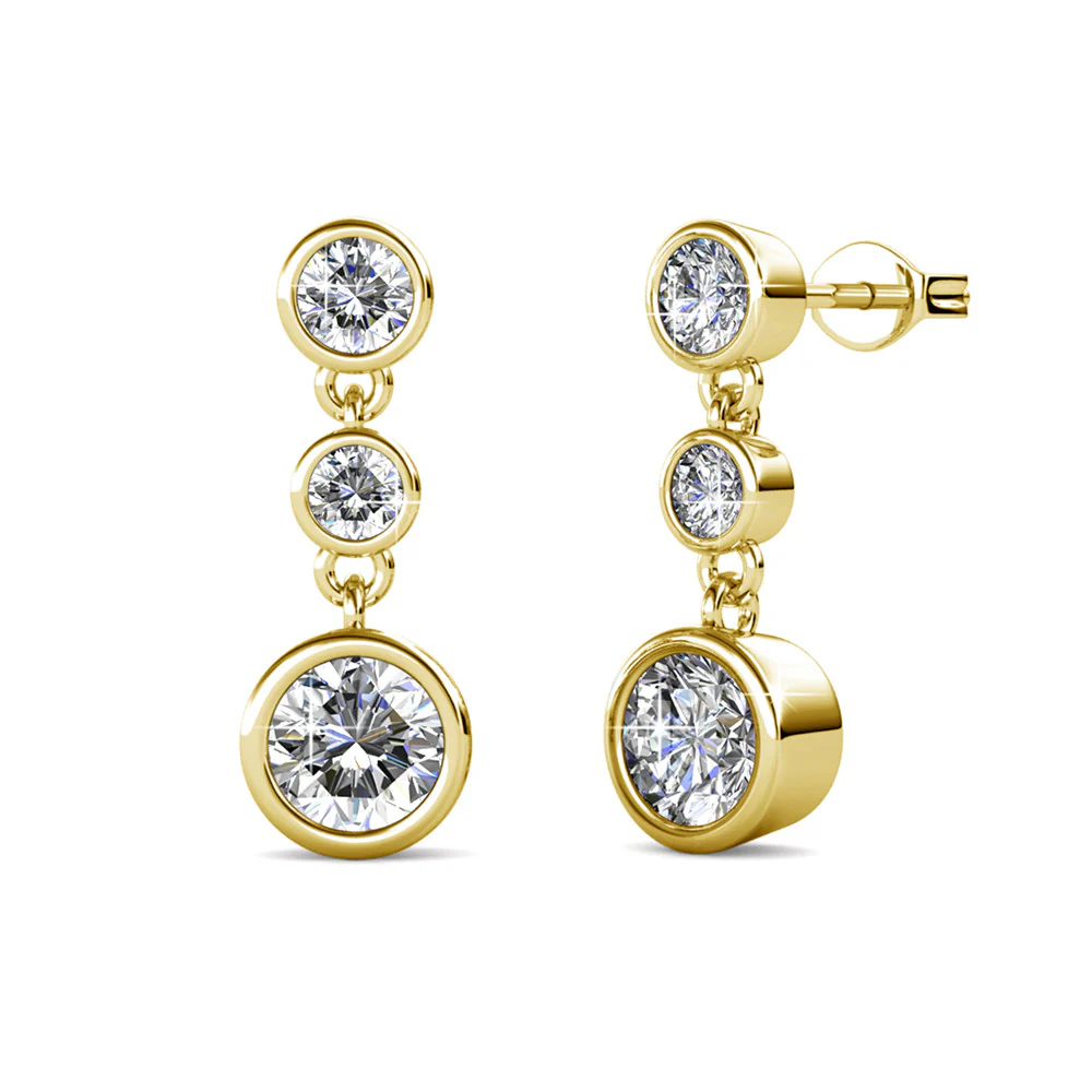 Bailey 18k White Gold Plated Dangle Stud Earrings with Swarovski Crystals — Final Sale - Image 10