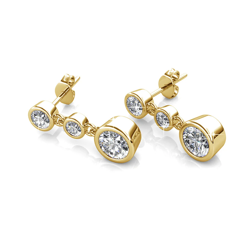Bailey 18k White Gold Plated Dangle Stud Earrings with Swarovski Crystals — Final Sale - Image 13