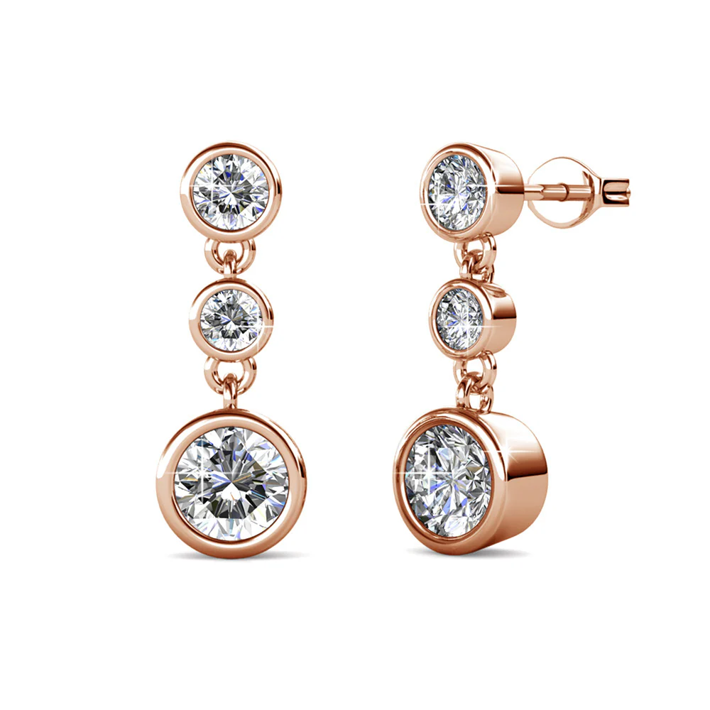Bailey 18k White Gold Plated Dangle Stud Earrings with Swarovski Crystals — Final Sale - Image 15