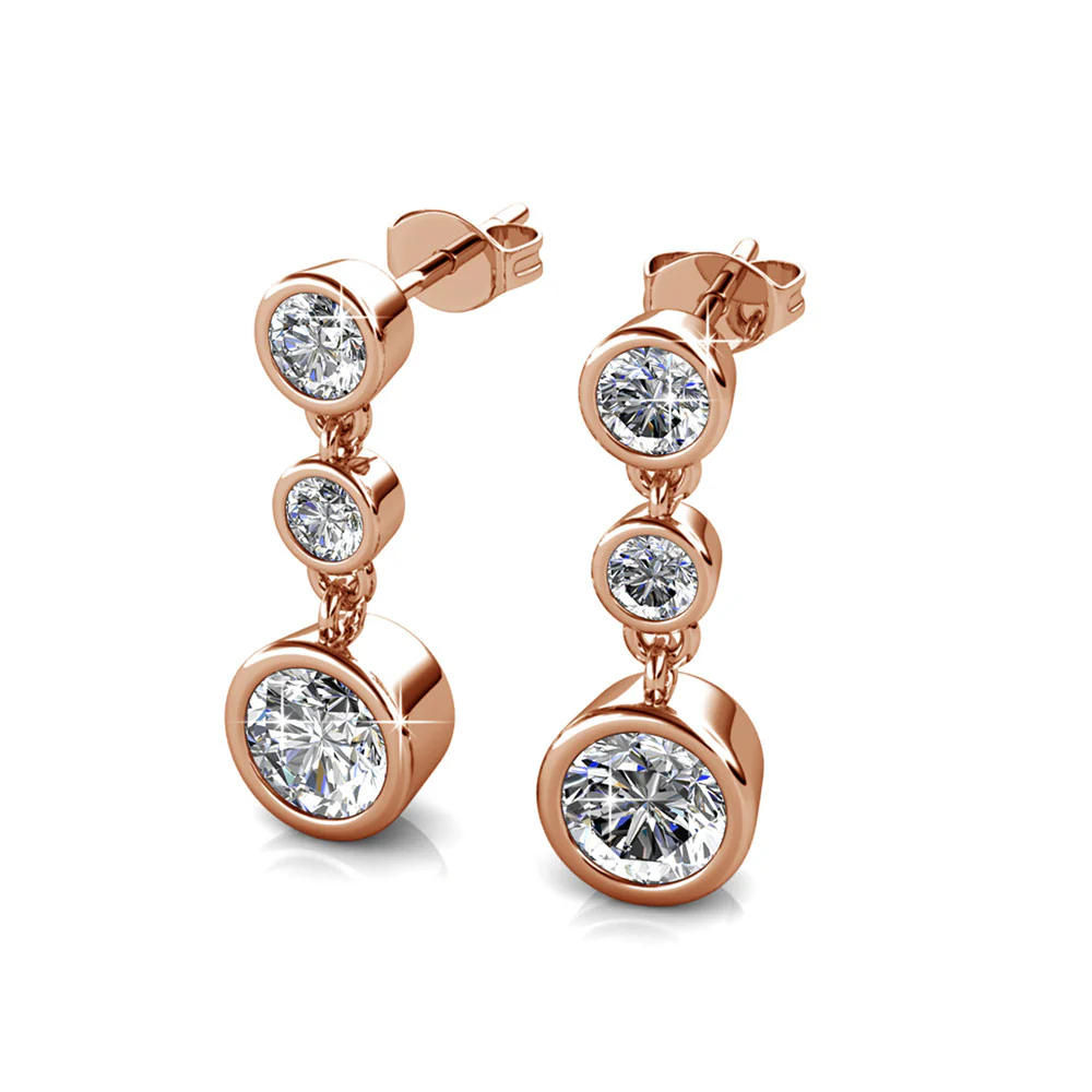 Bailey 18k White Gold Plated Dangle Stud Earrings with Swarovski Crystals — Final Sale - Image 17