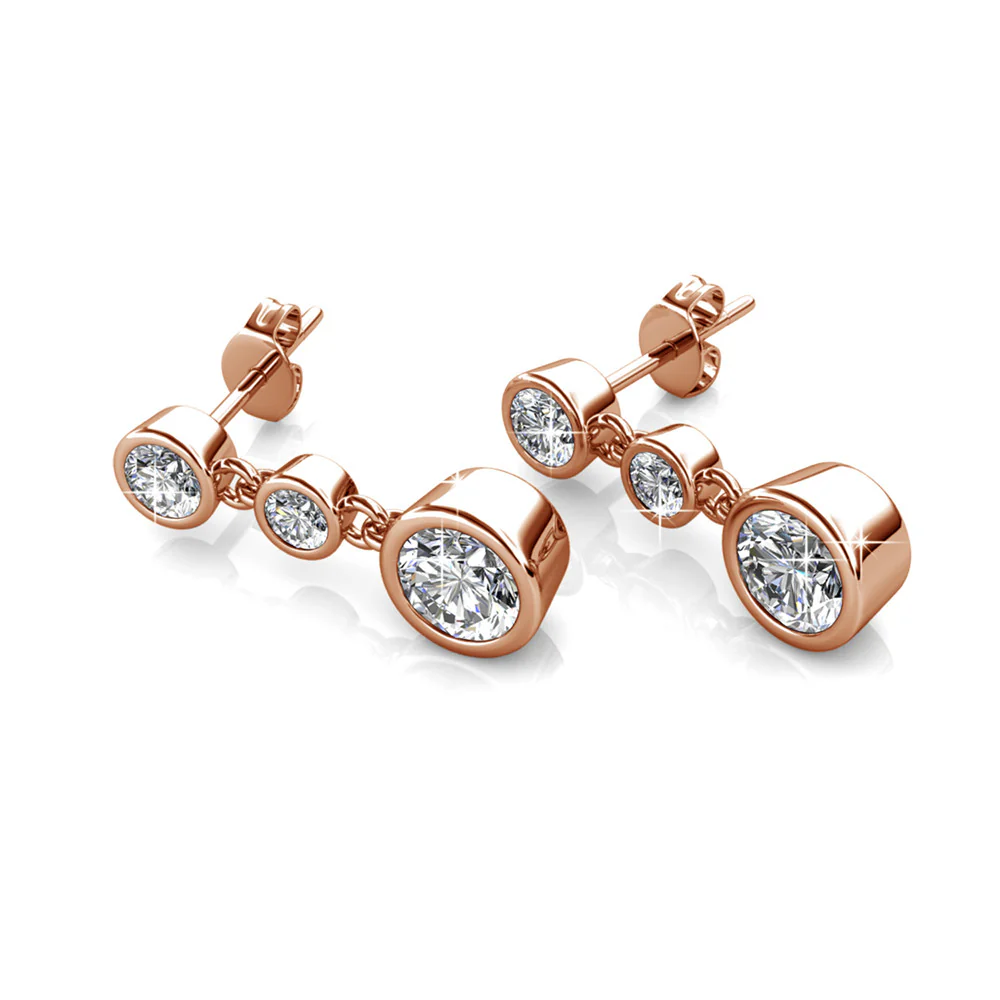Bailey 18k White Gold Plated Dangle Stud Earrings with Swarovski Crystals — Final Sale - Image 18