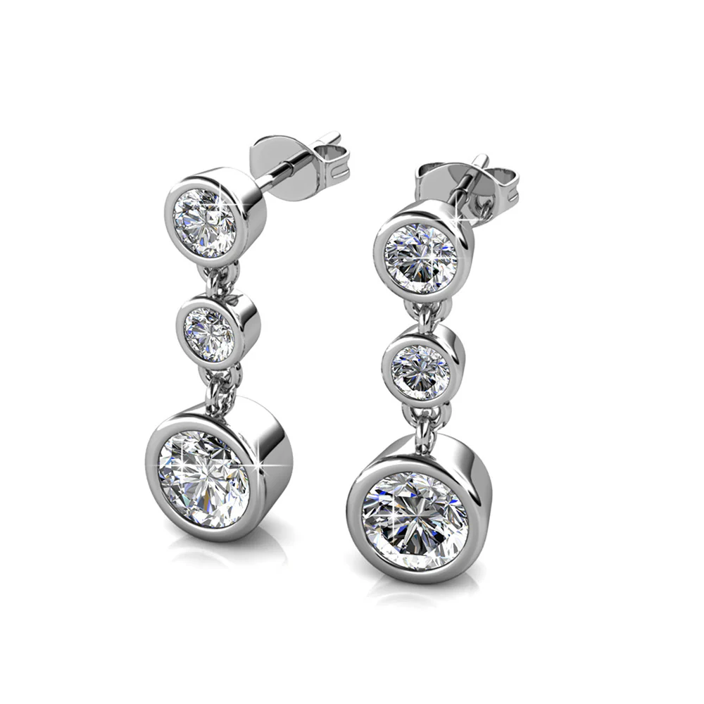 Bailey 18k White Gold Plated Dangle Stud Earrings with Swarovski Crystals — Final Sale - Image 7