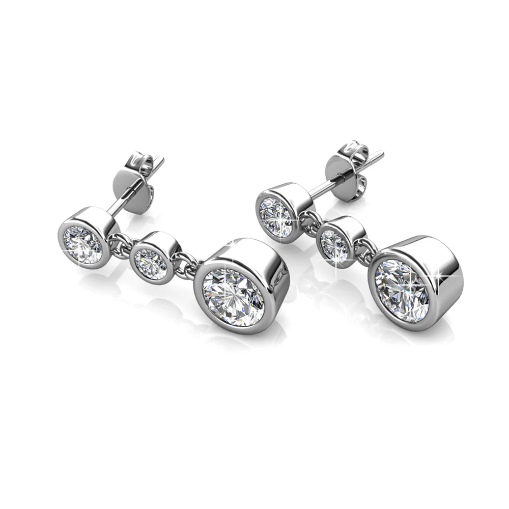Bailey 18k White Gold Plated Dangle Stud Earrings with Swarovski Crystals — Final Sale - Image 9