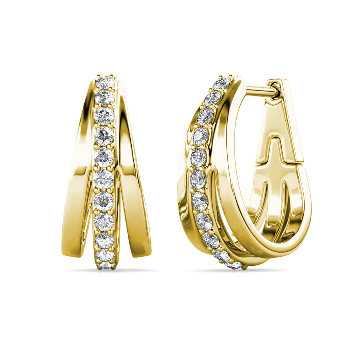 Bella 18k White Gold Plated 17mm Hoop Earrings with Swarovski Crystals - Image 10