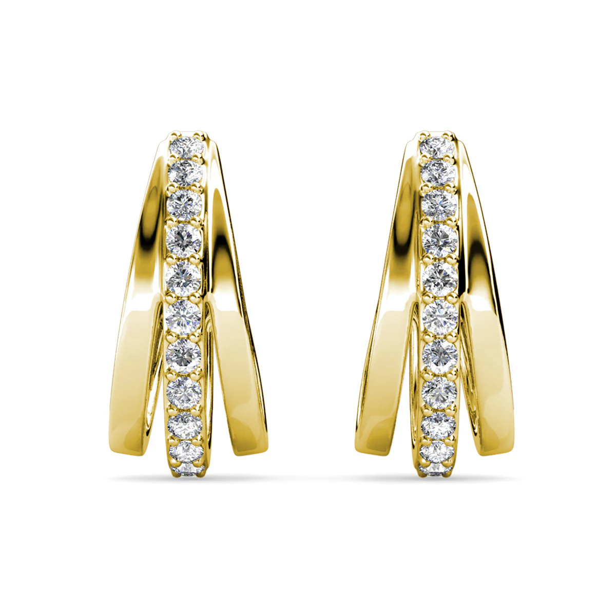 Bella 18k White Gold Plated 17mm Hoop Earrings with Swarovski Crystals - Image 12