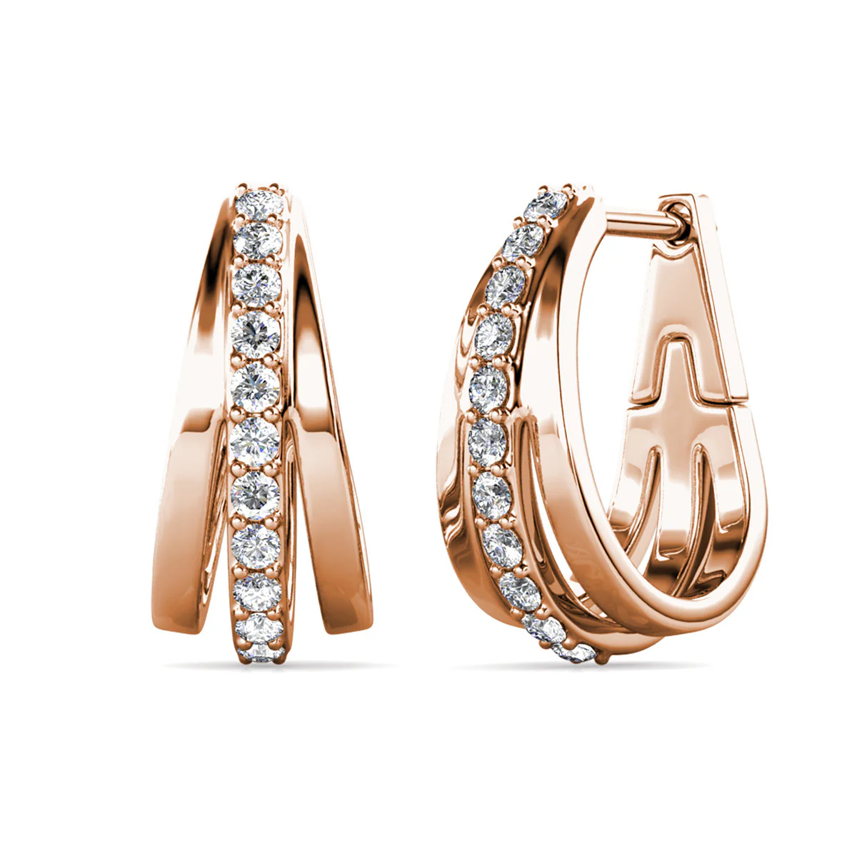 Bella 18k White Gold Plated 17mm Hoop Earrings with Swarovski Crystals - Image 15