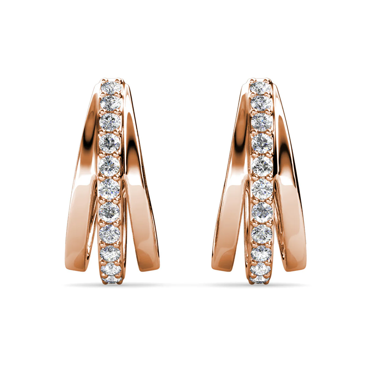 Bella 18k White Gold Plated 17mm Hoop Earrings with Swarovski Crystals - Image 17