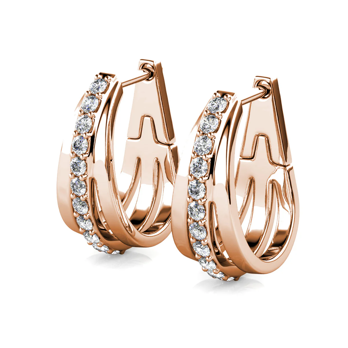 Bella 18k White Gold Plated 17mm Hoop Earrings with Swarovski Crystals - Image 18