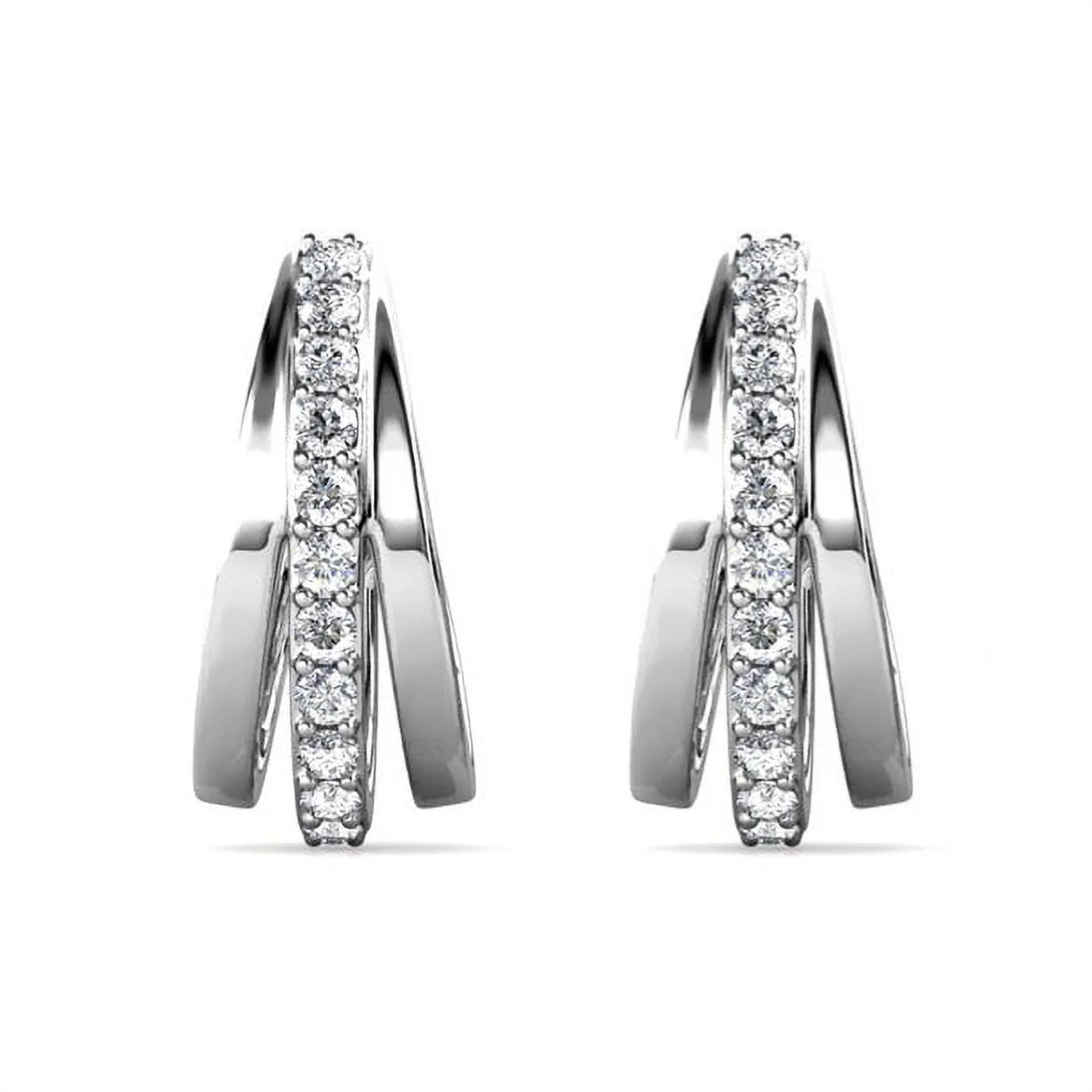 Bella 18k White Gold Plated 17mm Hoop Earrings with Swarovski Crystals - Image 8