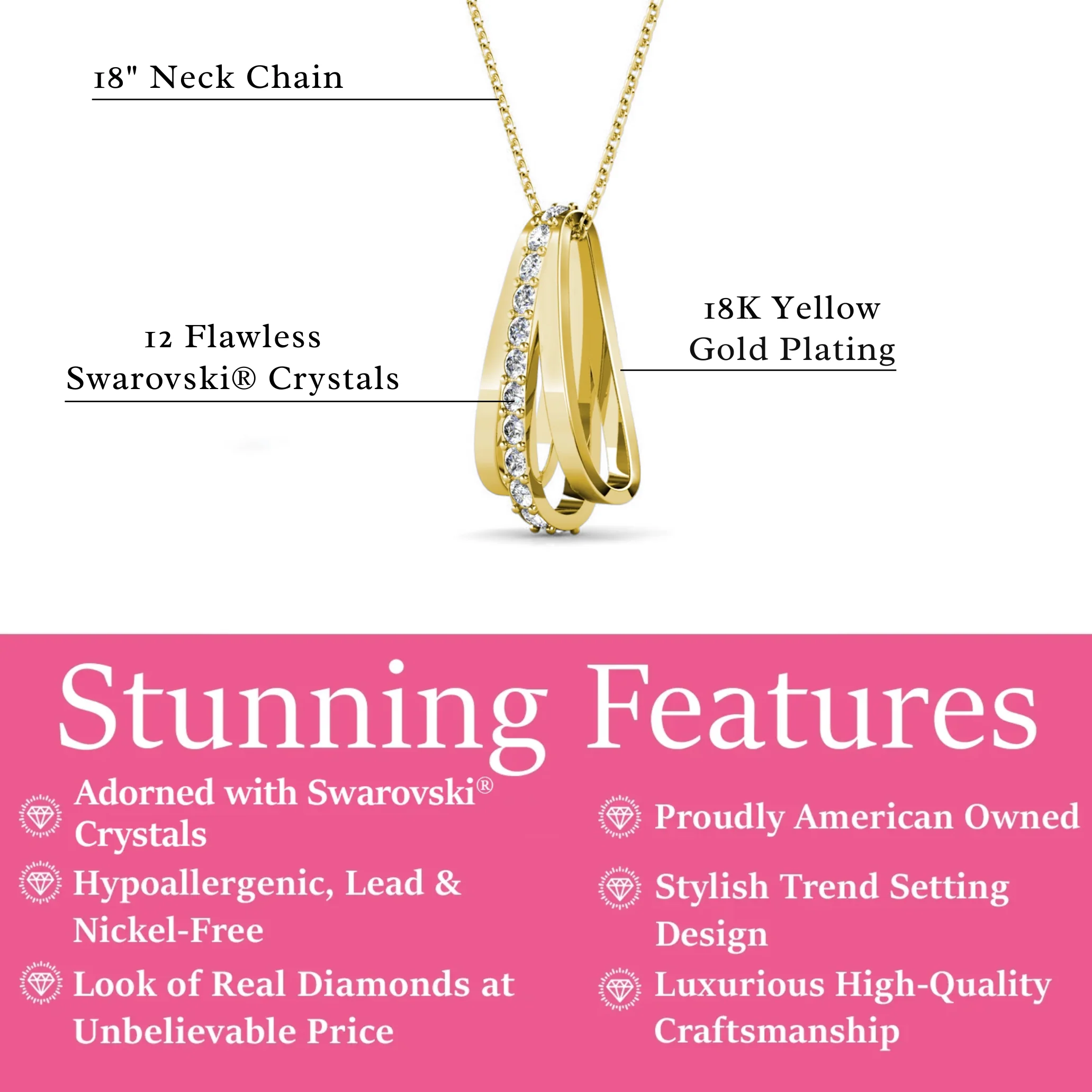 Bella 18k White Gold Plated Necklace with Swarovski Crystals - Image 11