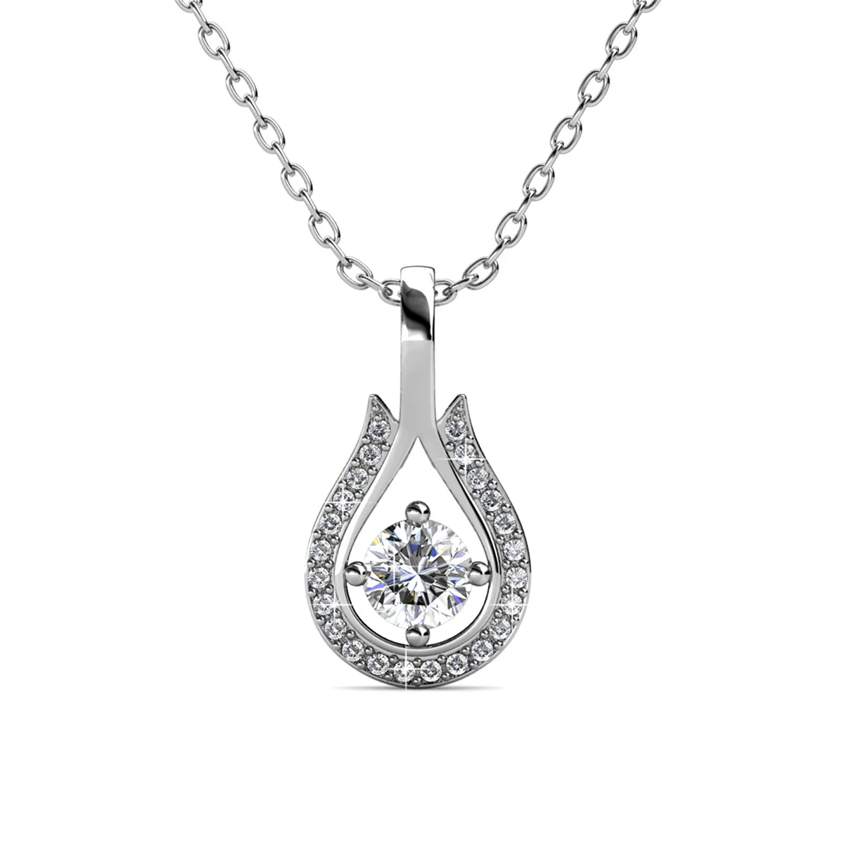 Bernadette 18k White Gold Plated Tear drop Necklace with Swarovski Crystals
