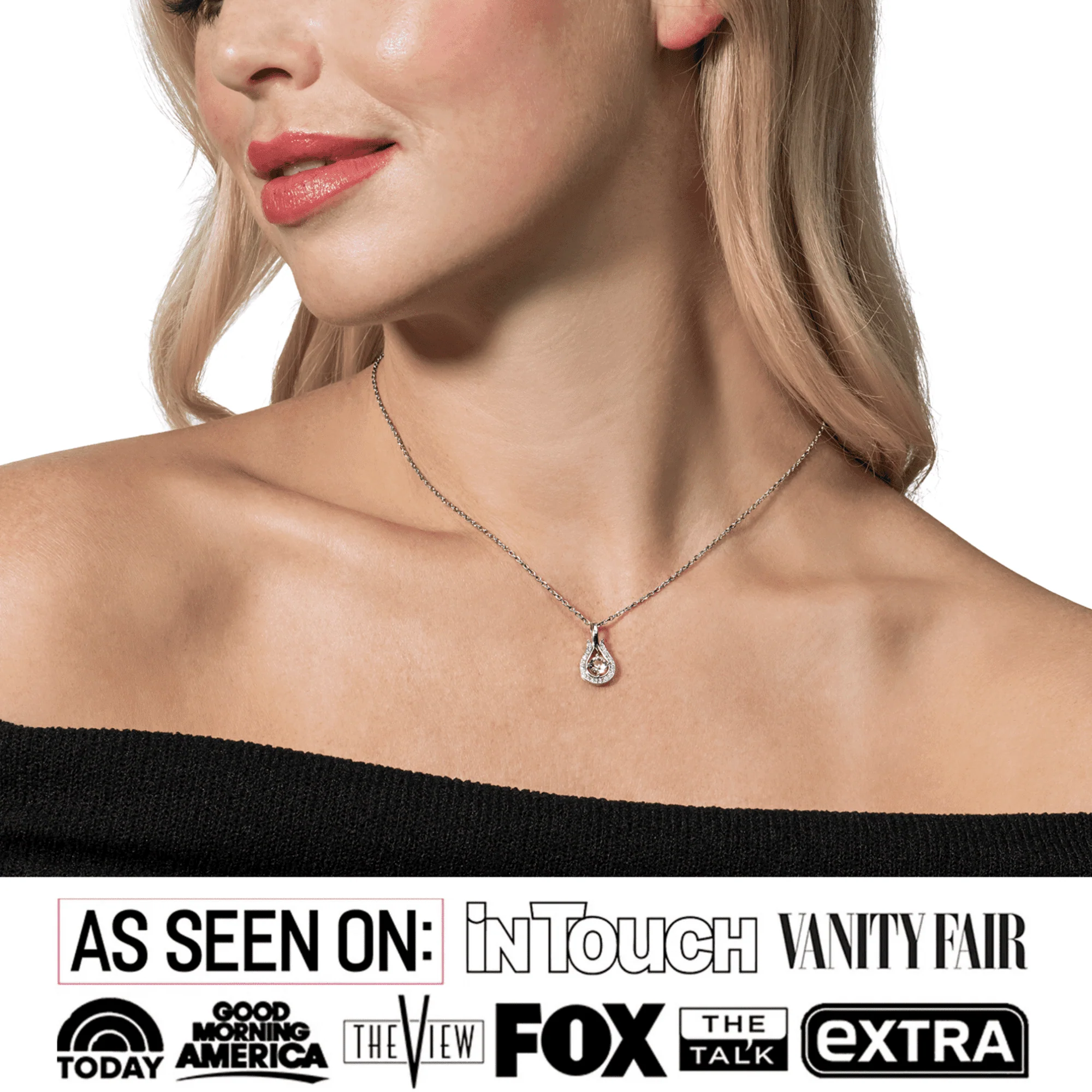Bernadette 18k White Gold Plated Tear drop Necklace with Swarovski Crystals - Image 2