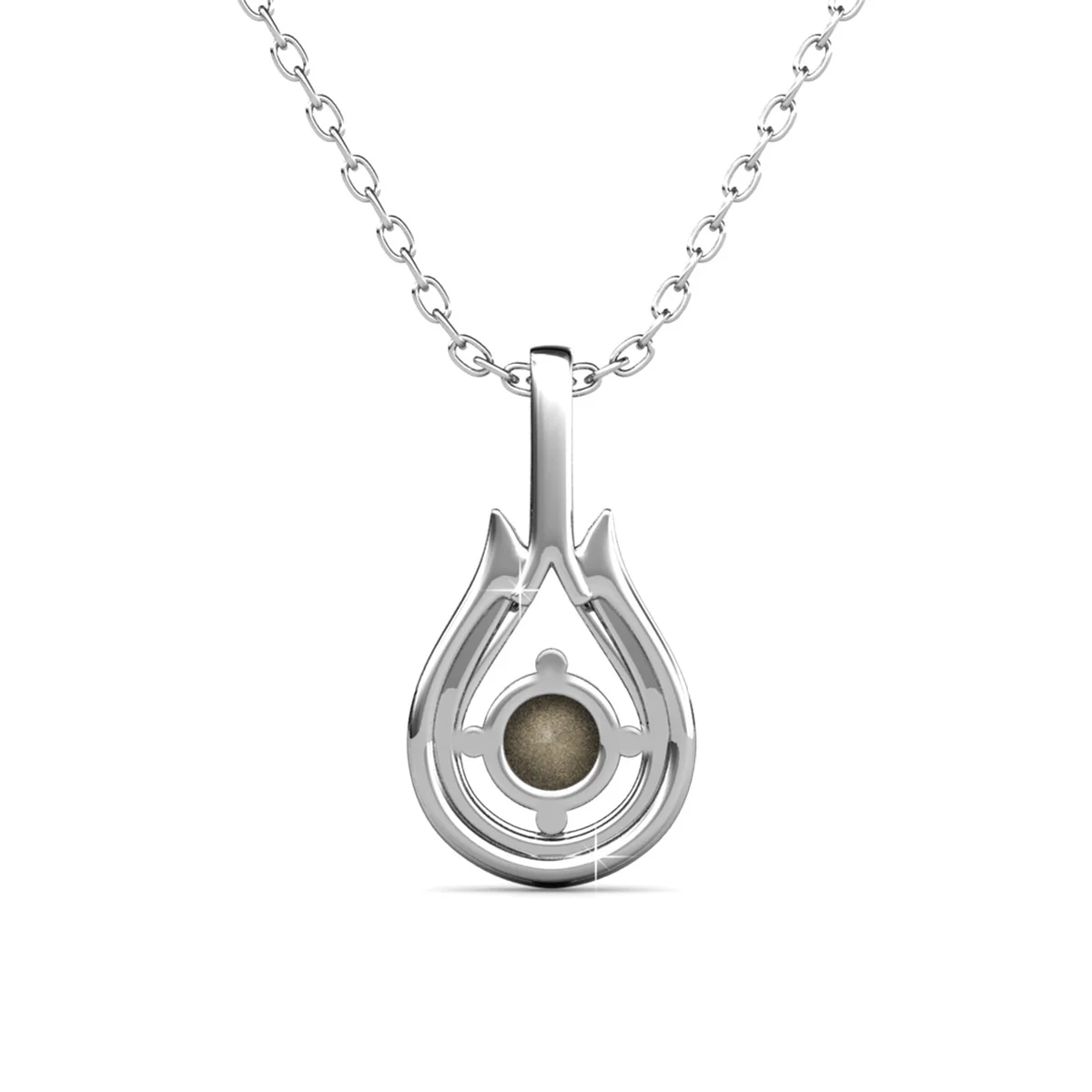 Bernadette 18k White Gold Plated Tear drop Necklace with Swarovski Crystals - Image 8