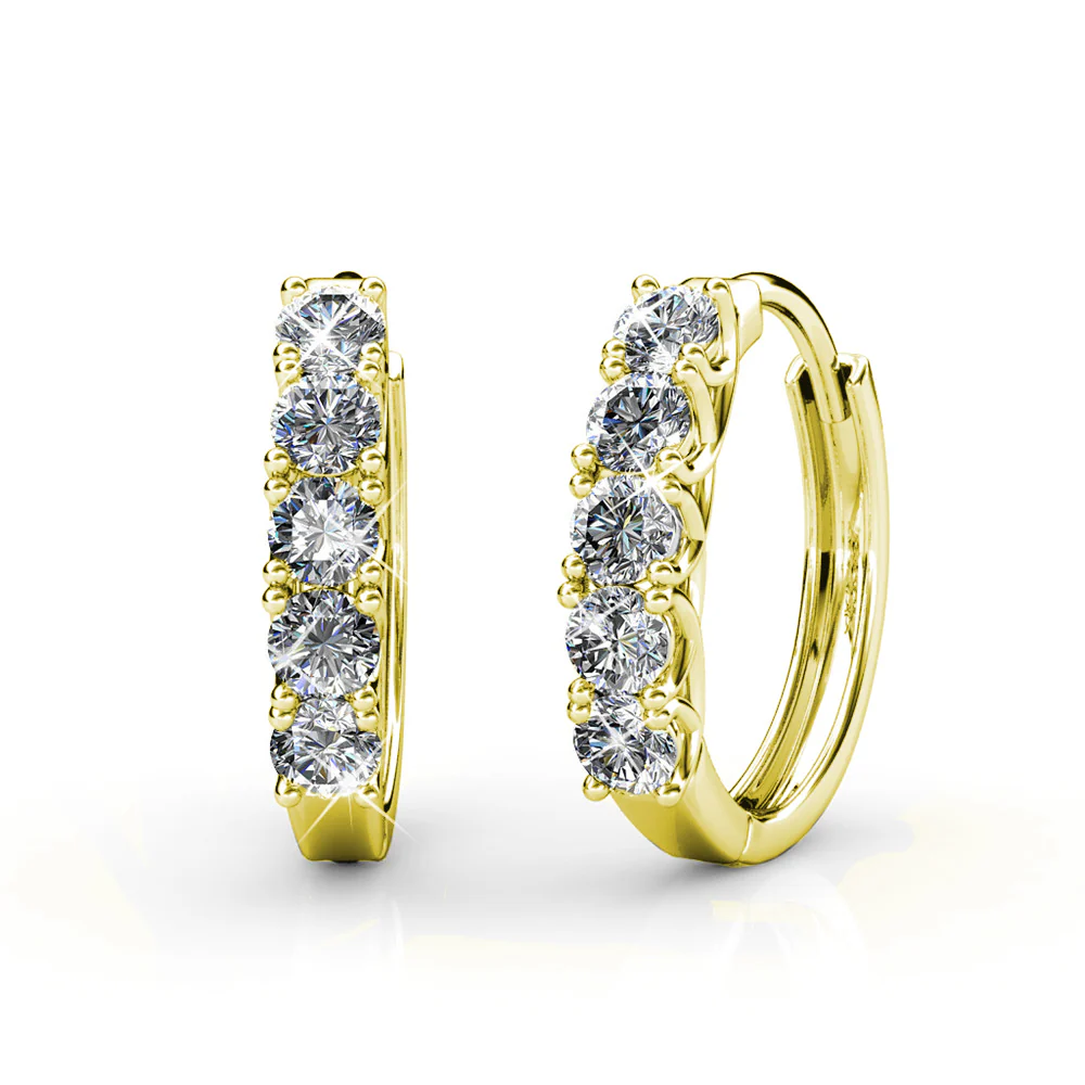 Bethany 18k White Gold Plated 15mm Hoop Crystal Earrings with Swarovski Crystals - Image 10