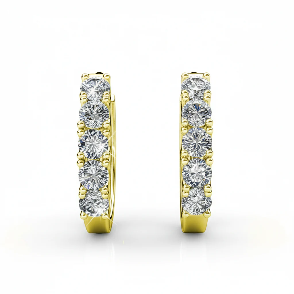 Bethany 18k White Gold Plated 15mm Hoop Crystal Earrings with Swarovski Crystals - Image 12