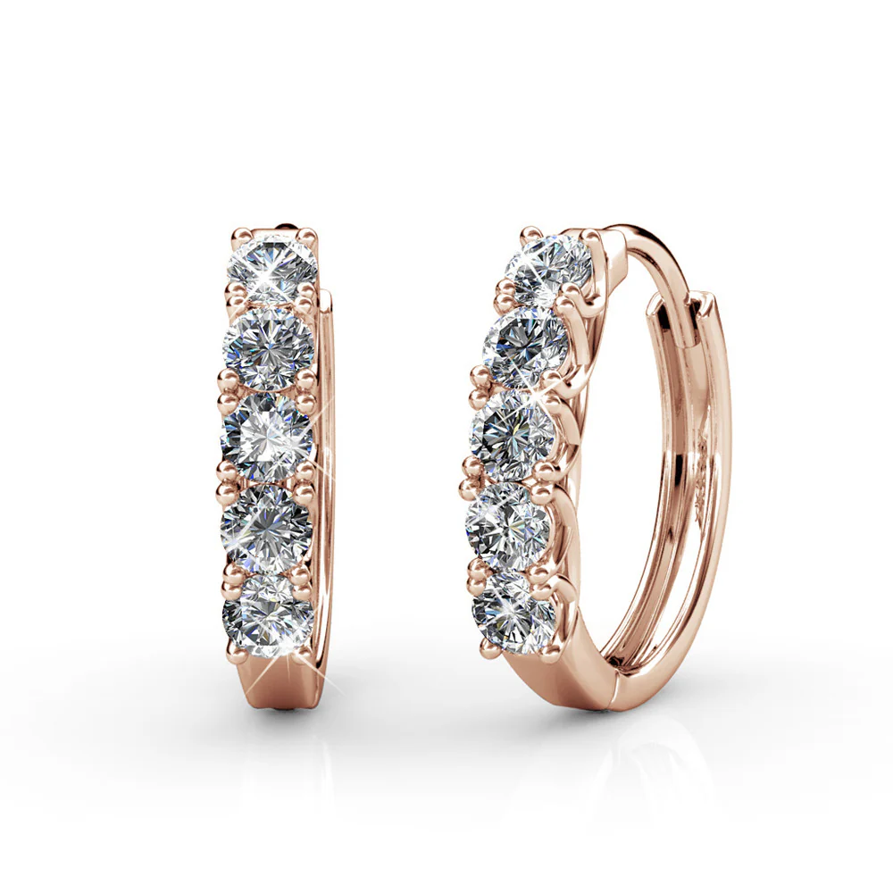 Bethany 18k White Gold Plated 15mm Hoop Crystal Earrings with Swarovski Crystals - Image 14