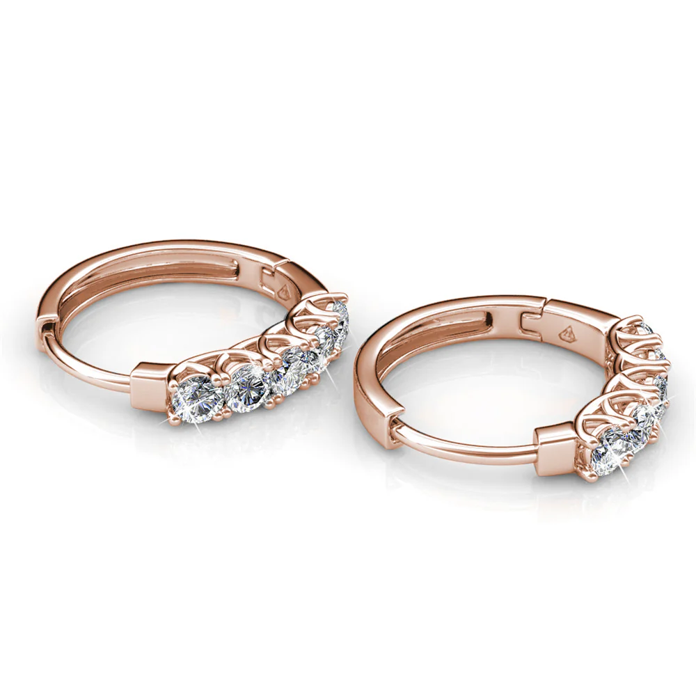 Bethany 18k White Gold Plated 15mm Hoop Crystal Earrings with Swarovski Crystals - Image 17