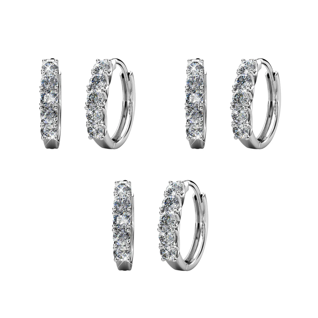 Bethany 18k White Gold Plated 15mm Hoop Crystal Earrings with Swarovski Crystals - Image 18