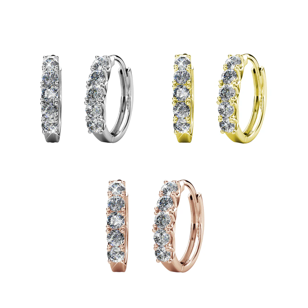 Bethany 18k White Gold Plated 15mm Hoop Crystal Earrings with Swarovski Crystals - Image 21