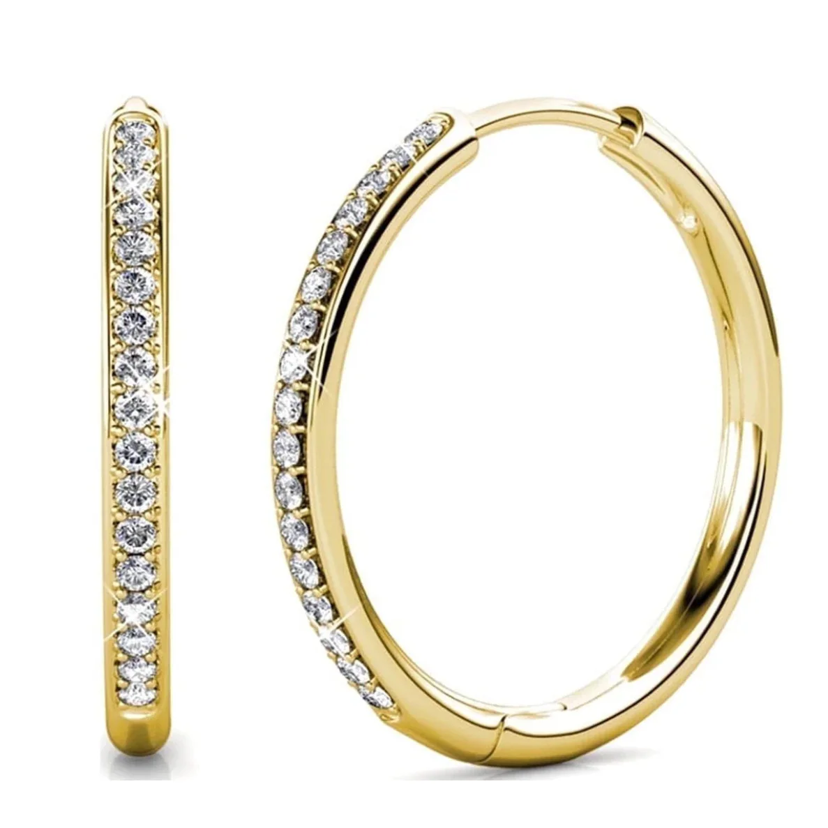 Bianca 18k White Gold Plated 25mm Silver Hoop Earrings with Swarovski Crystals - Image 11