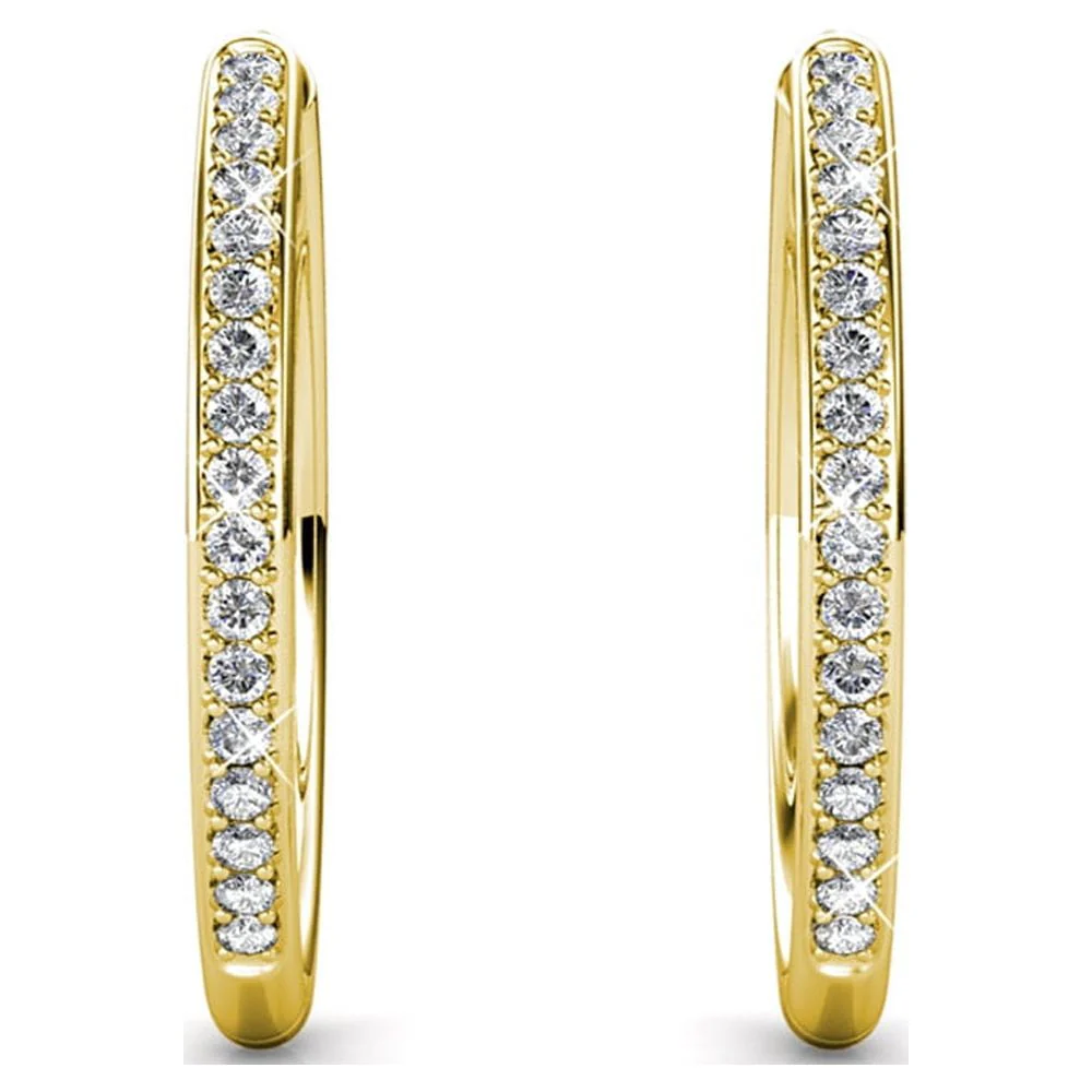 Bianca 18k White Gold Plated 25mm Silver Hoop Earrings with Swarovski Crystals - Image 14
