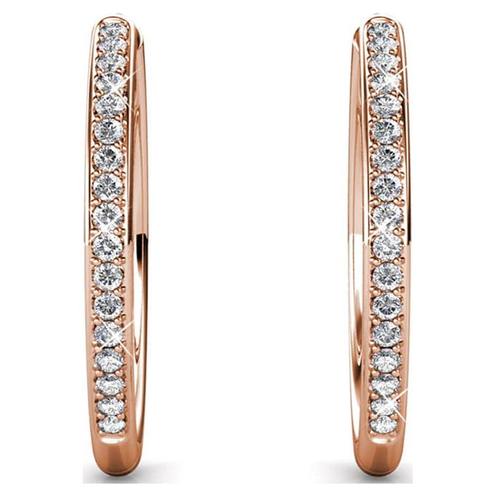 Bianca 18k White Gold Plated 25mm Silver Hoop Earrings with Swarovski Crystals - Image 18