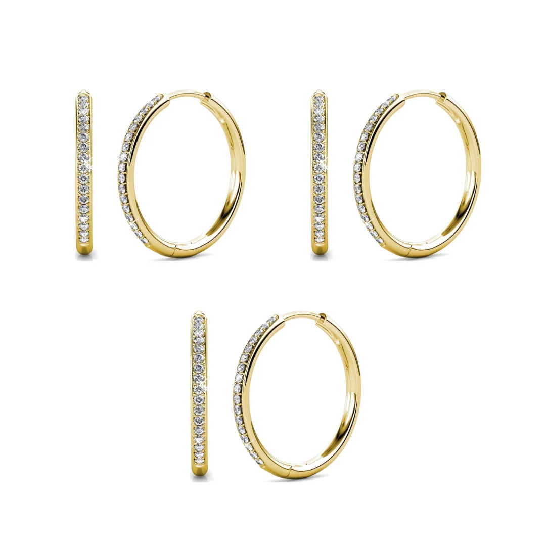 Bianca 18k White Gold Plated 25mm Silver Hoop Earrings with Swarovski Crystals - Image 20