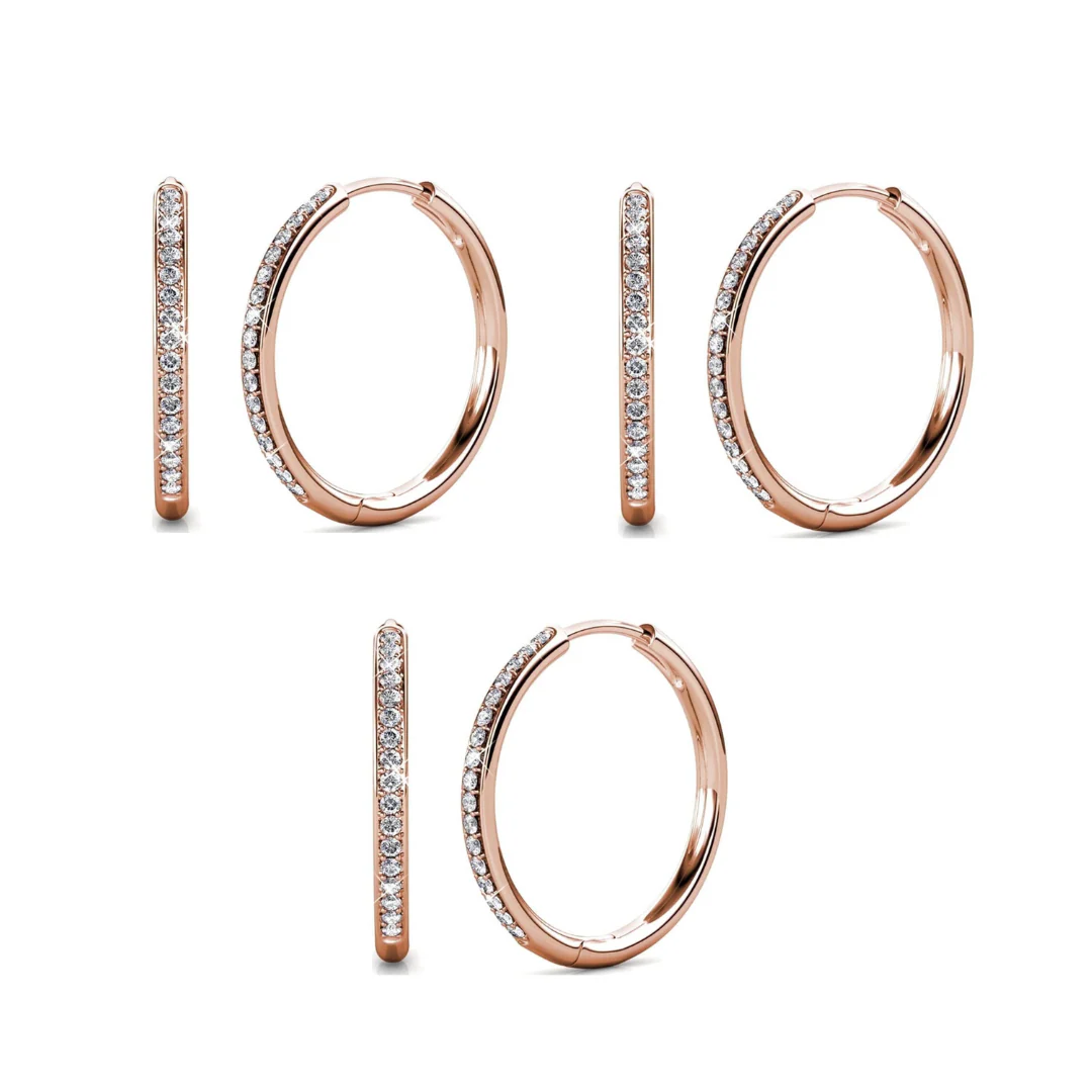 Bianca 18k White Gold Plated 25mm Silver Hoop Earrings with Swarovski Crystals - Image 21