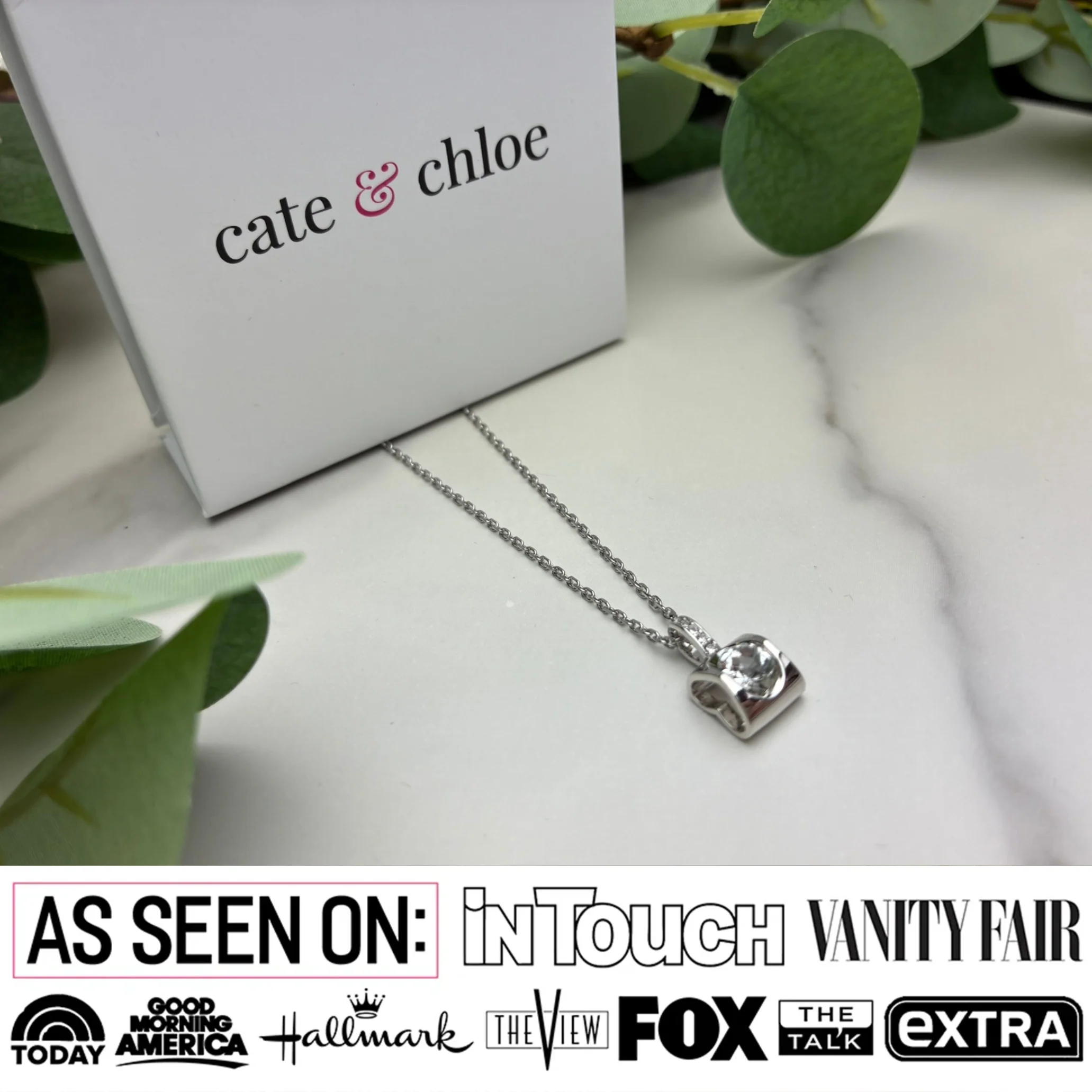 Billie 18k White Gold Pendant Necklace with Round Cut Swarovski Crystals - Image 2