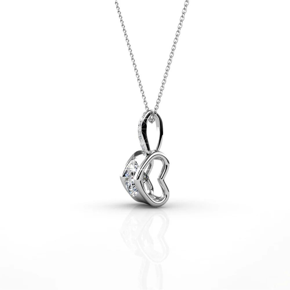Billie 18k White Gold Pendant Necklace with Round Cut Swarovski Crystals - Image 6