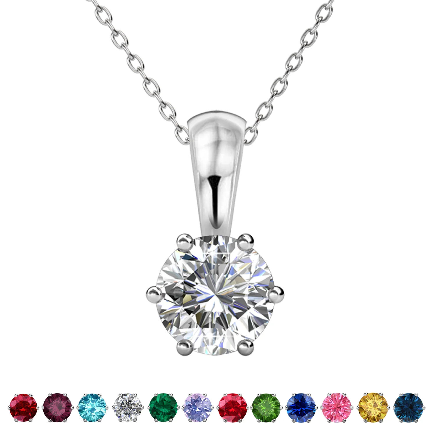 Birthstone Necklace 18k White Gold Plated Solitaire Necklace with 1ct Swarovski Crystal - Image 15