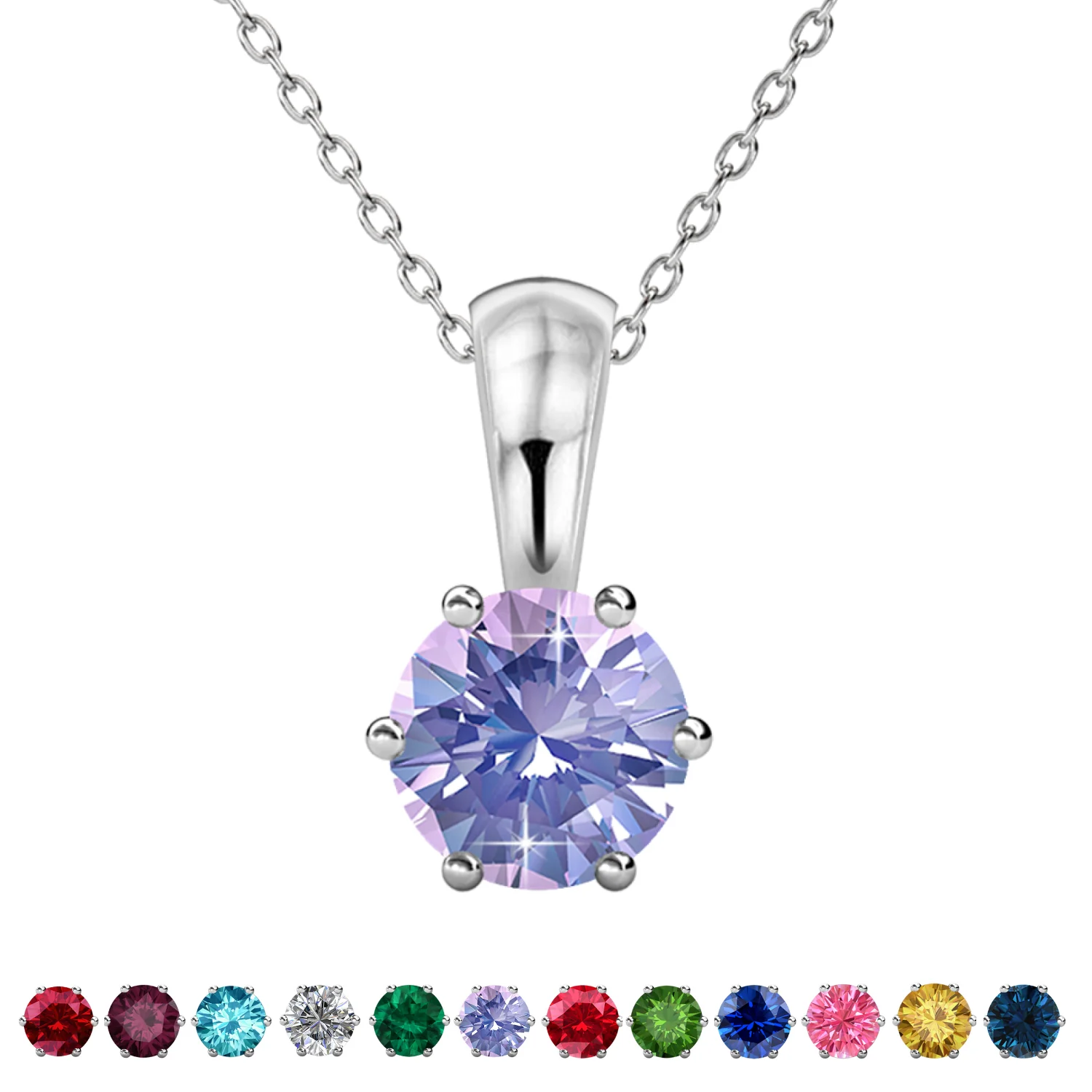 Birthstone Necklace 18k White Gold Plated Solitaire Necklace with 1ct Swarovski Crystal - Image 21