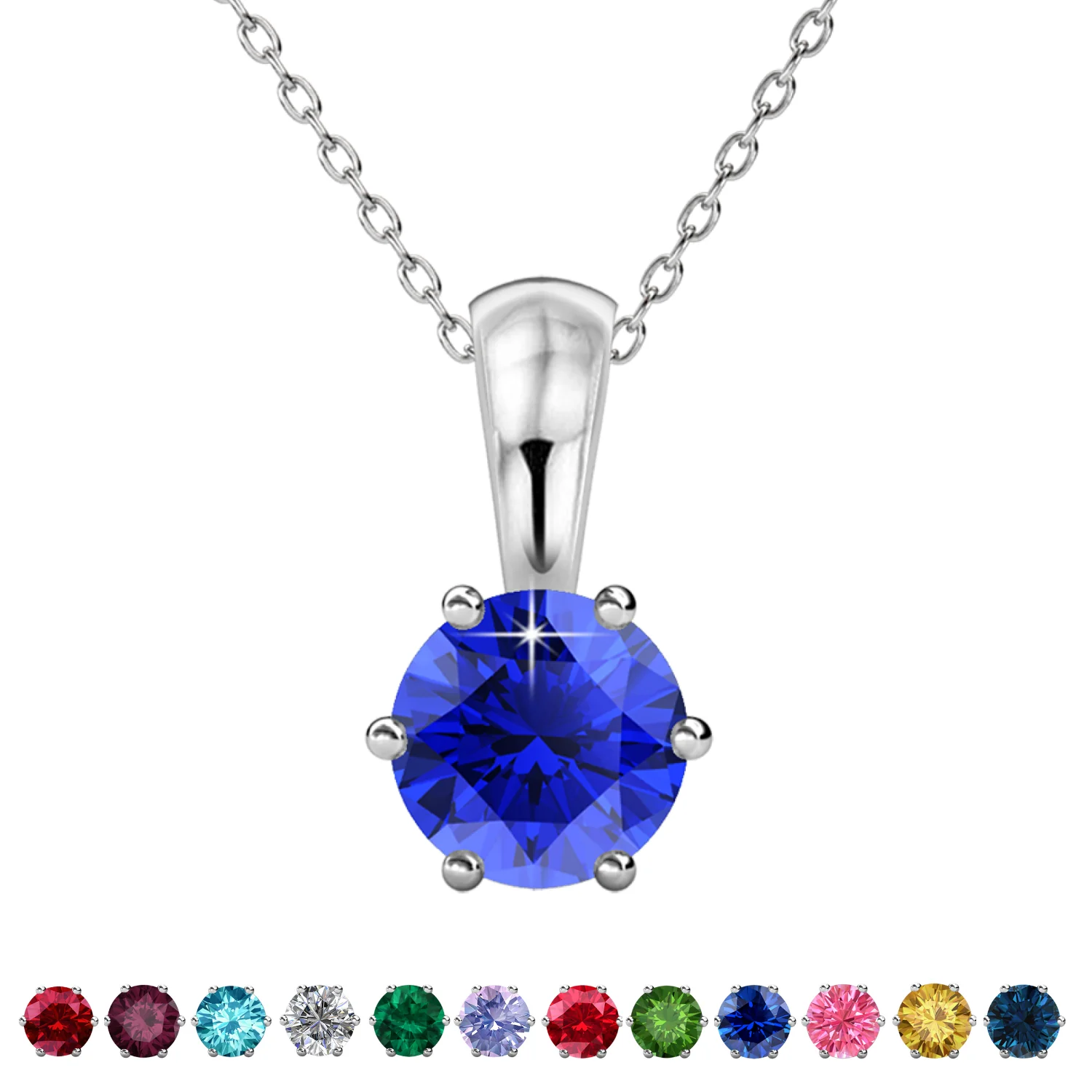 Birthstone Necklace 18k White Gold Plated Solitaire Necklace with 1ct Swarovski Crystal - Image 30