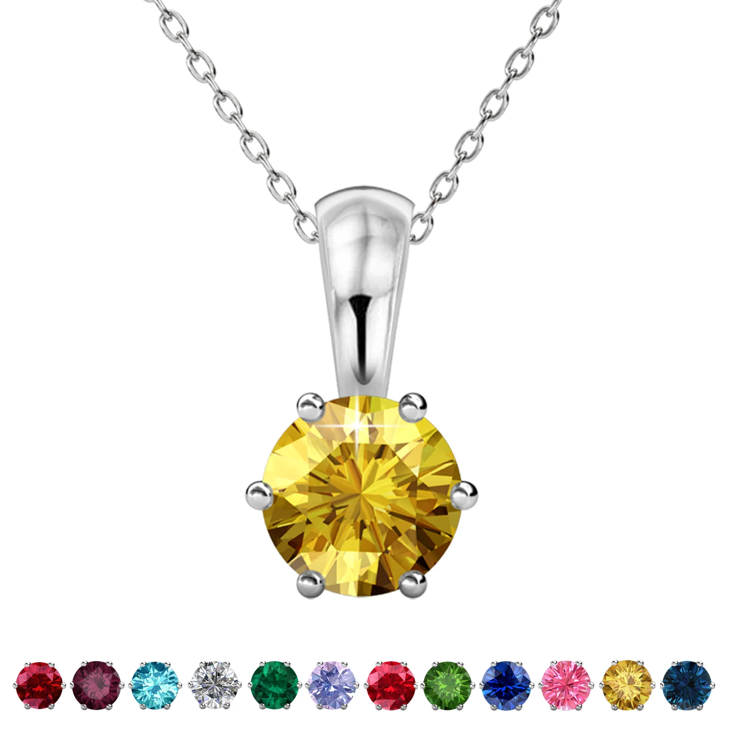 Birthstone Necklace 18k White Gold Plated Solitaire Necklace with 1ct Swarovski Crystal - Image 36