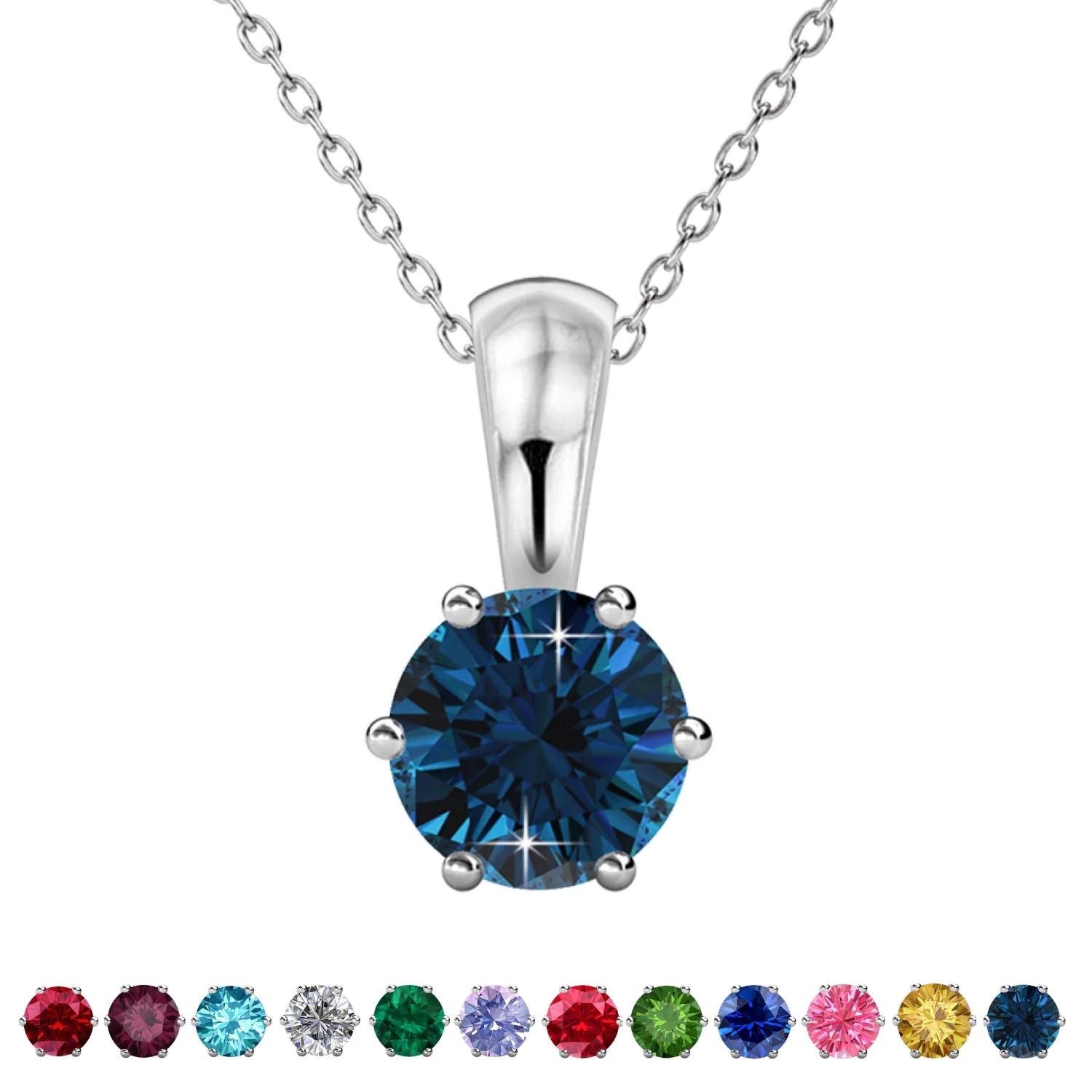 Birthstone Necklace 18k White Gold Plated Solitaire Necklace with 1ct Swarovski Crystal - Image 39