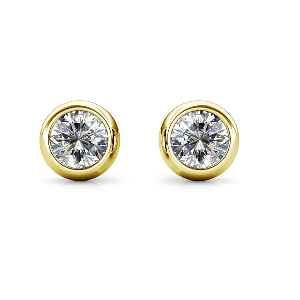 Blaire 18k White Gold Plated Stud Earrings with Round Cut Swarovski Crystals - Image 10