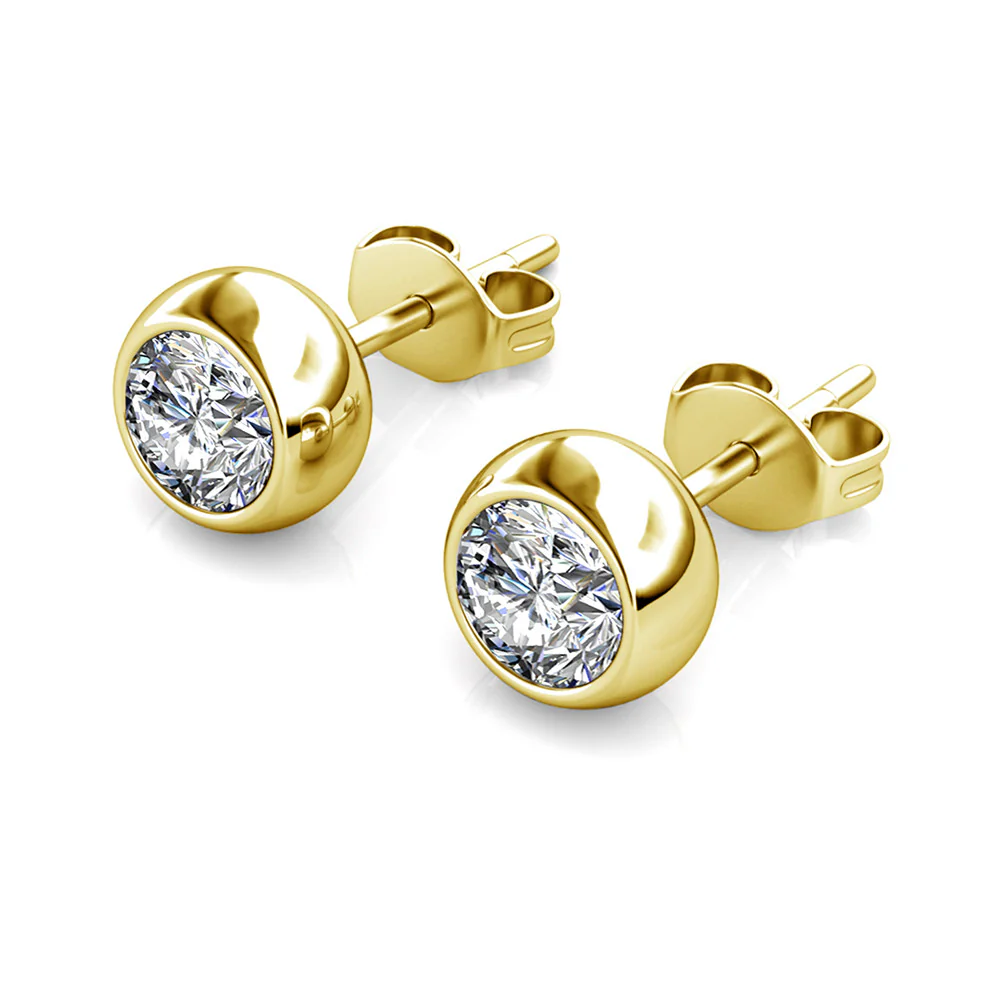 Blaire 18k White Gold Plated Stud Earrings with Round Cut Swarovski Crystals - Image 12