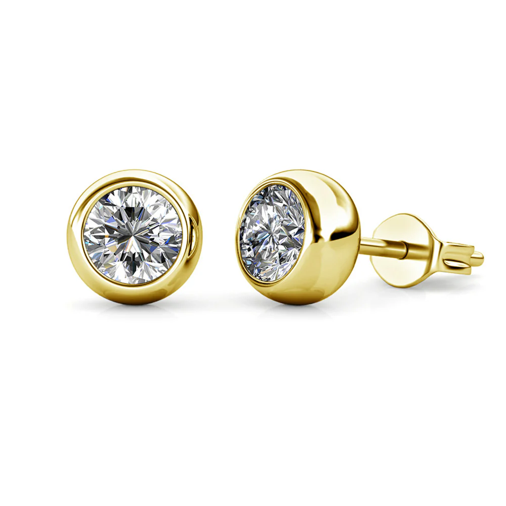 Blaire 18k White Gold Plated Stud Earrings with Round Cut Swarovski Crystals - Image 13