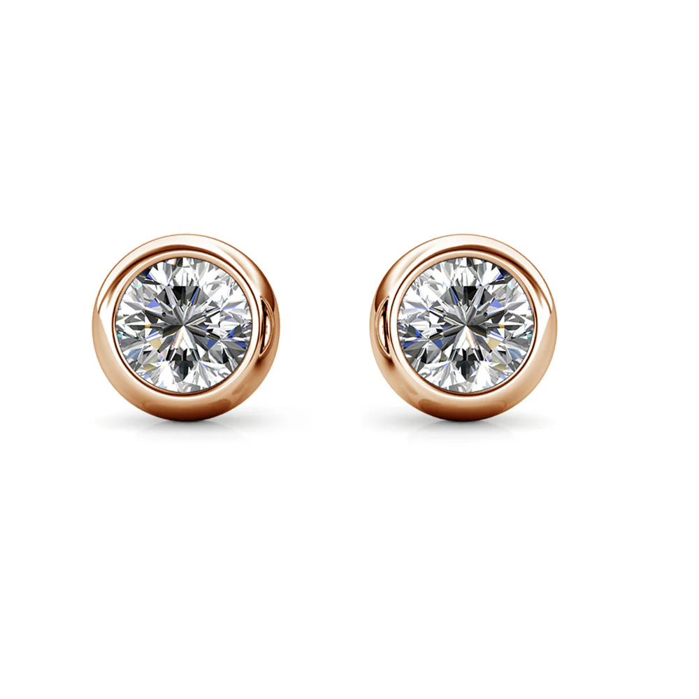 Blaire 18k White Gold Plated Stud Earrings with Round Cut Swarovski Crystals - Image 15