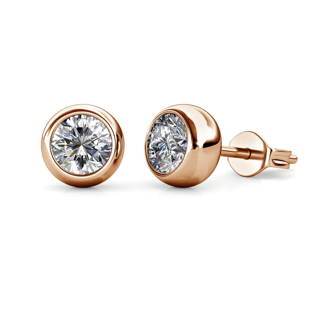 Blaire 18k White Gold Plated Stud Earrings with Round Cut Swarovski Crystals - Image 17